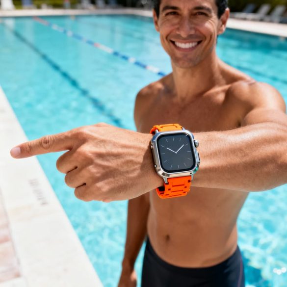 swim coach show his apple watch ultra
